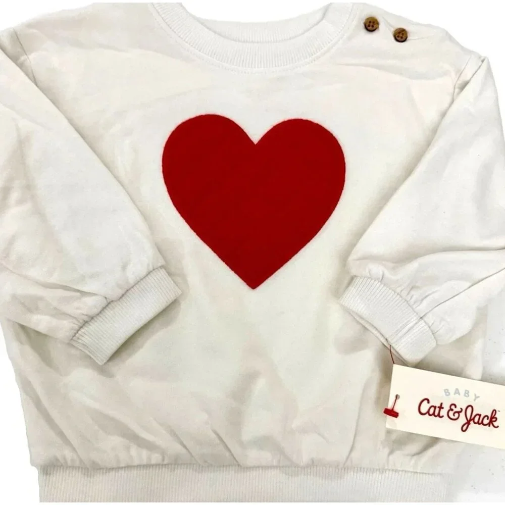 CAT & JACK Heart Fleece 2 Piece Outfit Set TODDLER SIZE 18 MONTHS UNISEX NEW